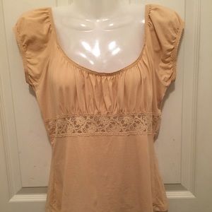 EXPRESS Cream Peasant Blouse Lace Accent Size L